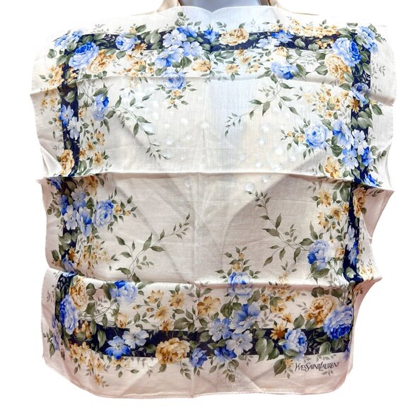 2) New  Beautiful YSL MiniScarf/Handker cotton 19 "  Purple  Pink Floral (59 - Picture 12 of 14